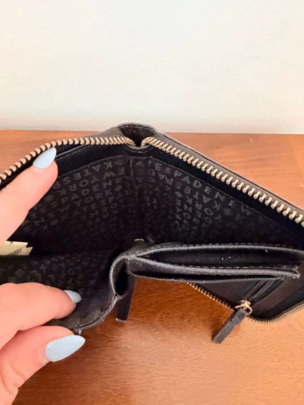 Kate Spade New York Zip Around Wallet Black Saffiano Leather
